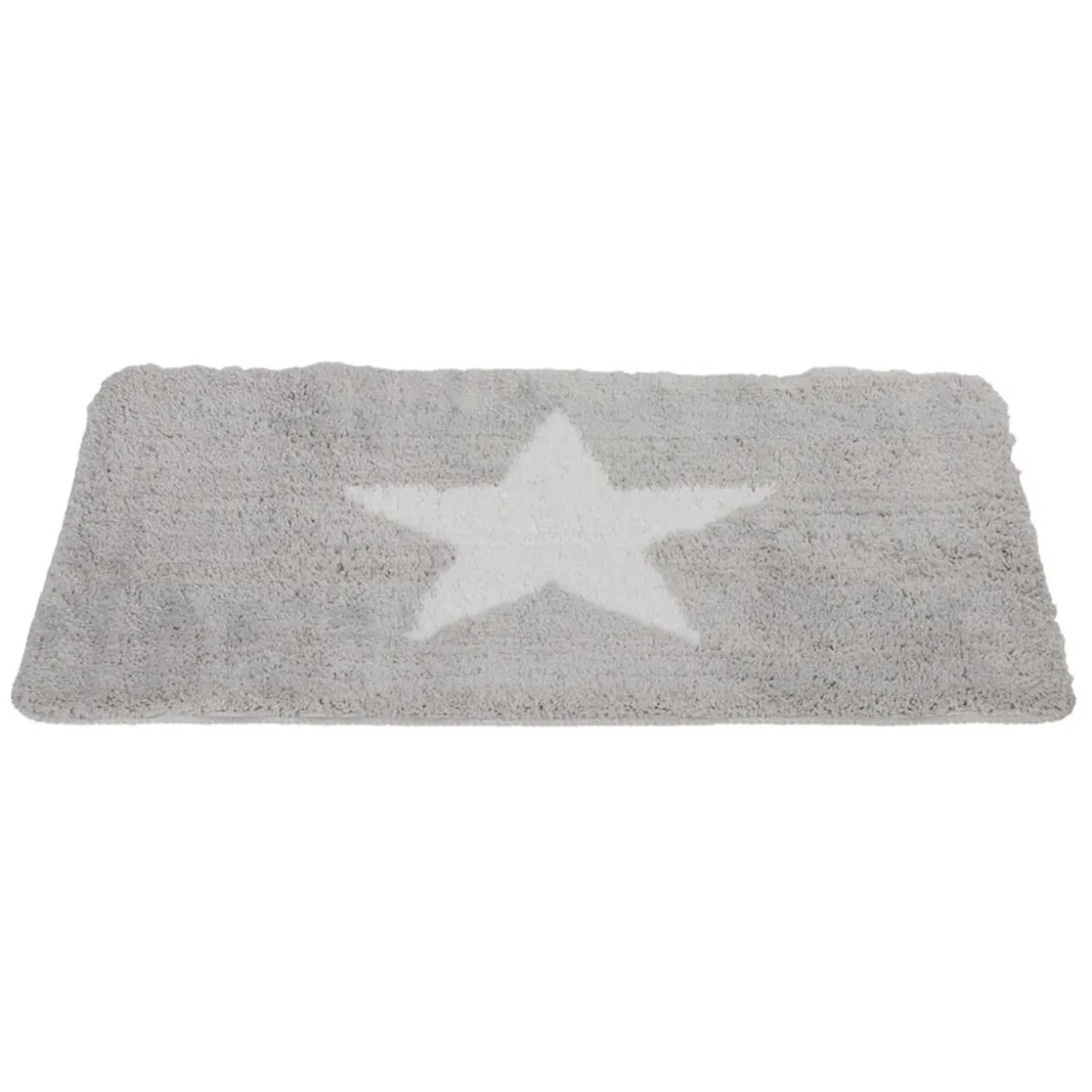 Tapis salle de bain gris motif étoile 45x75 cm