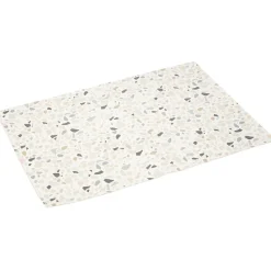 Tapis vinyle blanc décor tâches grises et noires 70x50 cm