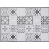 Tapis vinyle imprimé carreau de ciment noir gris L. 70 cm