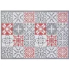 Tapis vinyle imprimé carreau de ciment rouge gris L. 70 cm