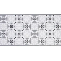 Tapis vinyle imprimé carreau de ciment noir gris L. 99 cm