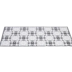 Tapis vinyle imprimé carreau de ciment noir gris L. 99 cm