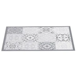 Tapis vinyle imprimé carreau de ciment gris L.70 cm