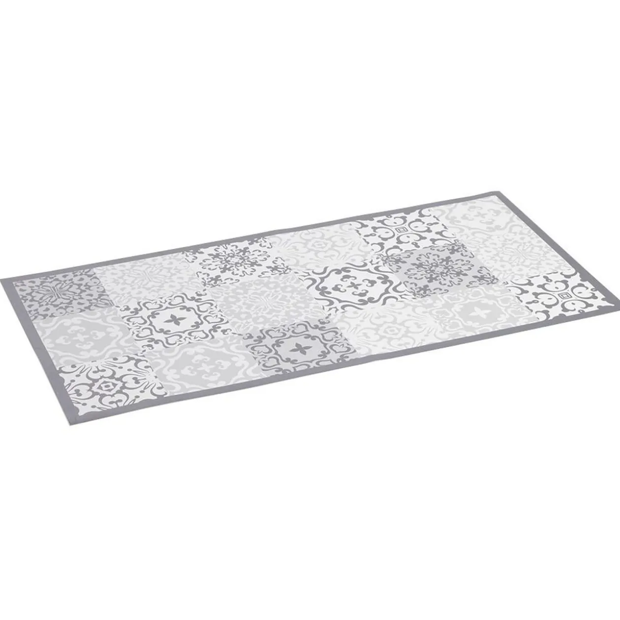 Tapis vinyle imprimé carreau de ciment gris L.99 cm