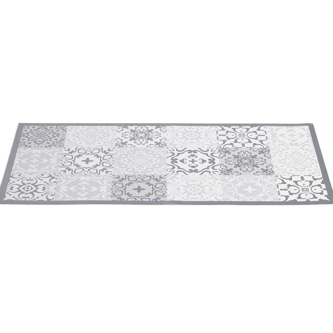 Tapis vinyle imprimé carreau de ciment gris L.99 cm