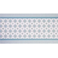 Tapis vinyle imprimé géométrique bleu gris L. 99 cm