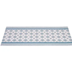 Tapis vinyle imprimé géométrique bleu gris L. 99 cm