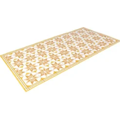 Tapis vinyle motif carreau de ciment jaune et blanc 45x95cm