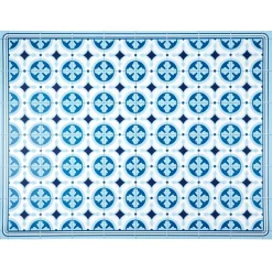 Tapis vinyle motif carreau de ciment bleu et blanc 72x95cm