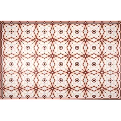 Tapis vinyle motif carreau de ciment rouge et beige 97x147cm