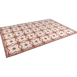 Tapis vinyle motif carreau de ciment rouge et beige 97x147cm