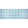 Tapis vinyle motif carreau de ciment bleu et blanc 70x190cm