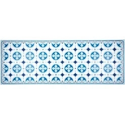 Tapis vinyle motif carreau de ciment bleu et blanc 70x190cm
