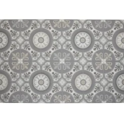 Tapis vinyle motif carreau de ciment gris et blanc