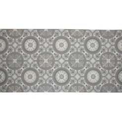 Tapis vinyle motif carreau de ciment gris et blanc