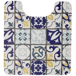 Tapis WC pvc design carreau de ciment bleu