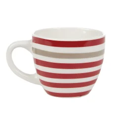 Tasse à expresso porcelaine blanc à rayures rouge gris 9 cl