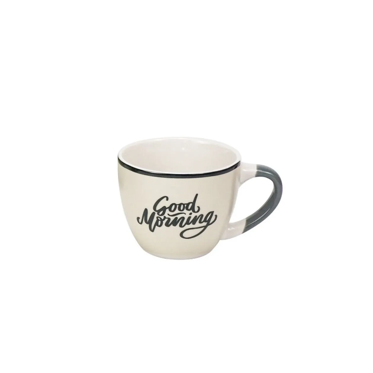 Tasse à expresso porcelaine vert avec inscription "Good Morning" 9 cl
