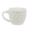 Tasse à expresso porcelaine blanc à motif fleur taupe 9 cl