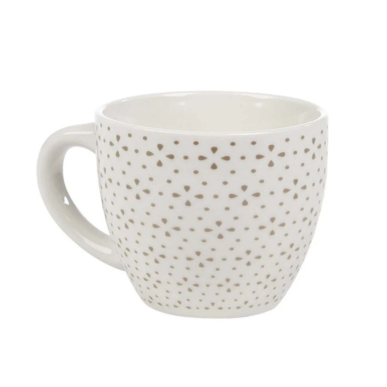 Tasse à expresso porcelaine blanc à motif fleur taupe 9 cl