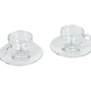 Tasse et sous tasse à café transparente x2