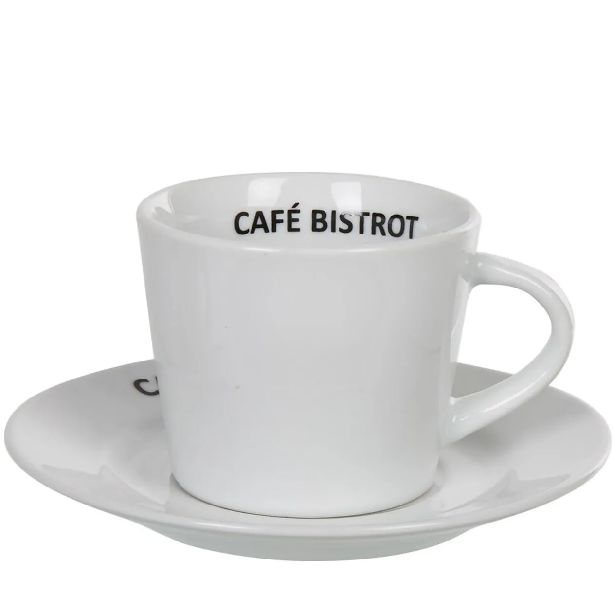 Tasse expresso et sous tasse café bistrot blanc x 4