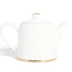 Théière 1L faïence blanc et doré Ø12xH15xm