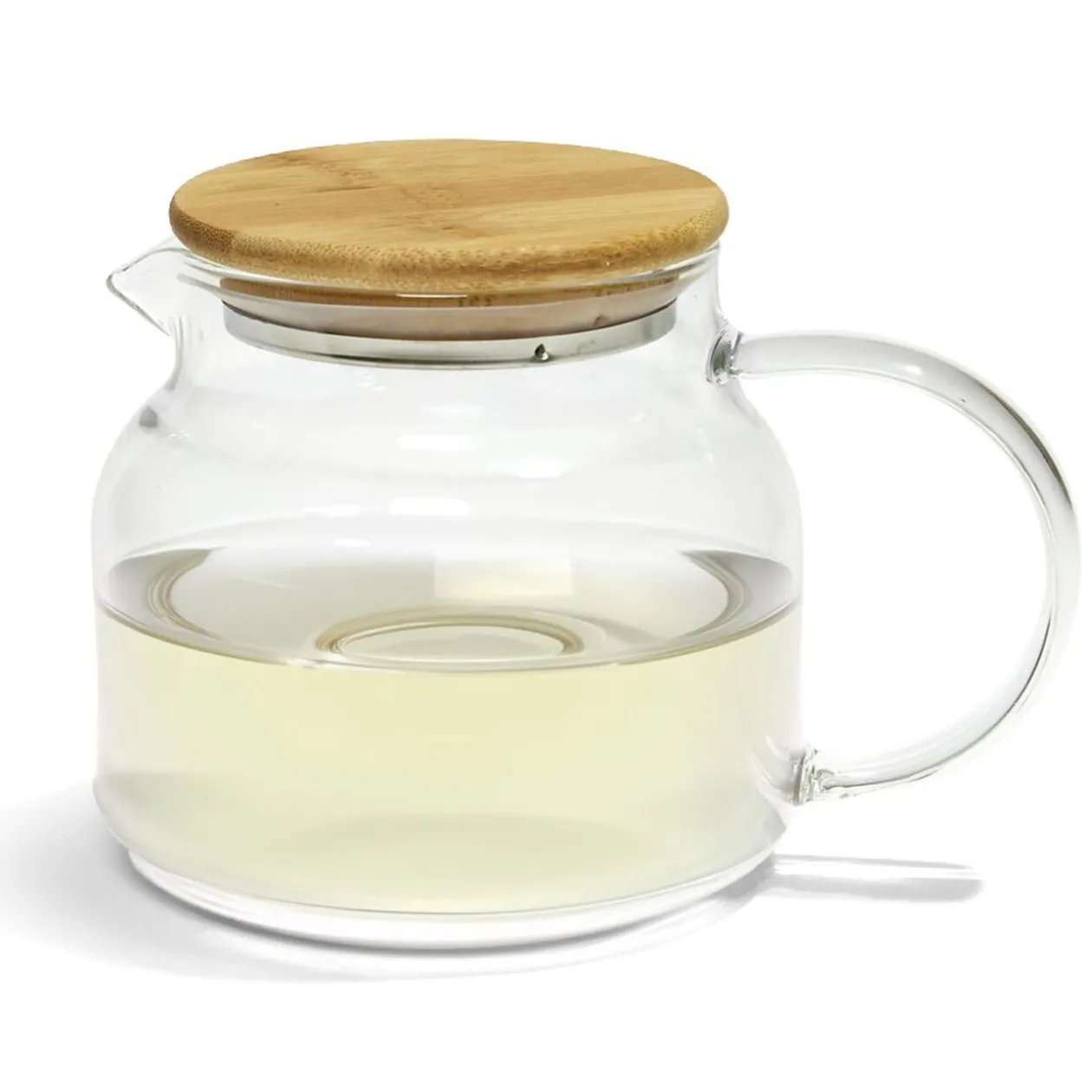 Théière transparente 640ml couvercle en bois