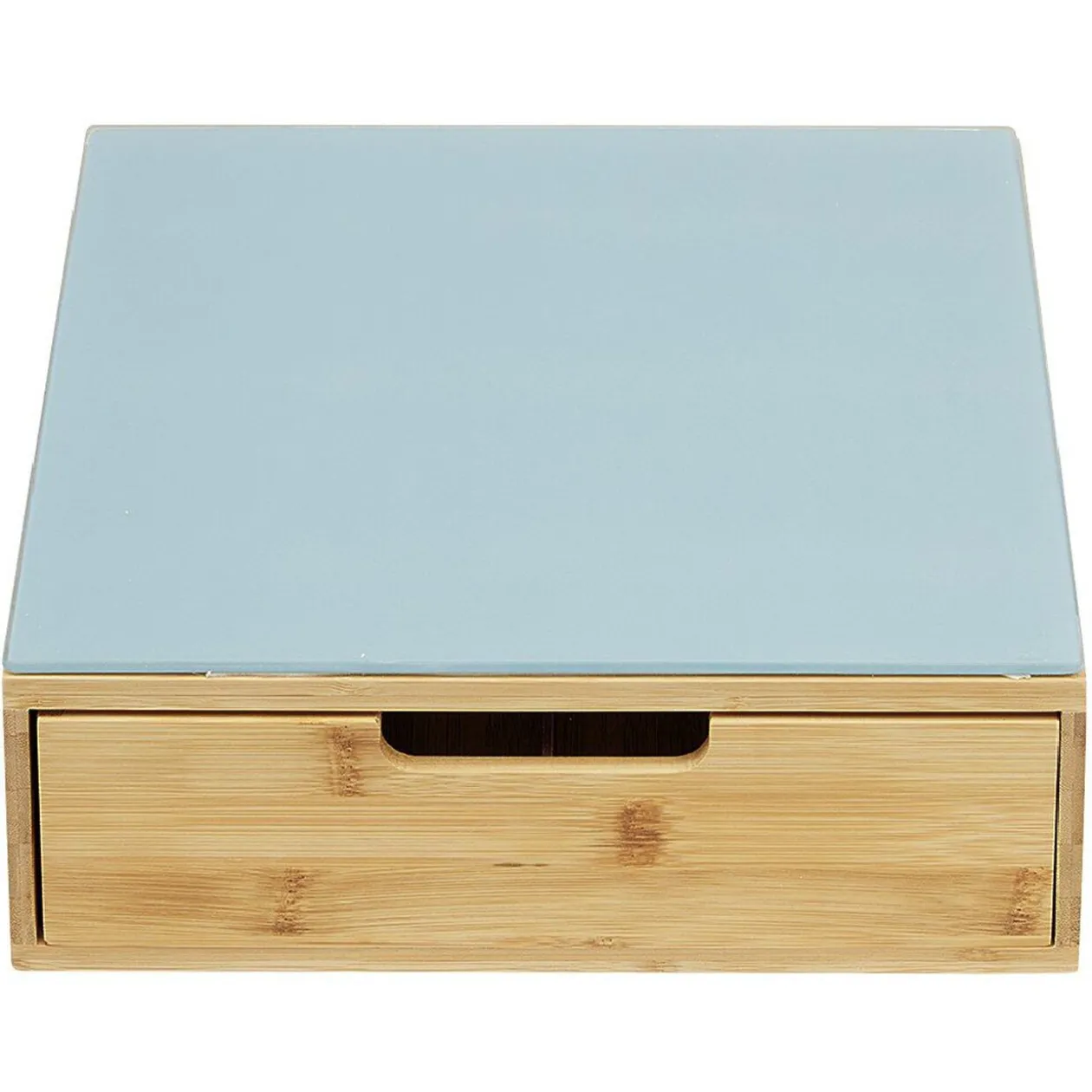 Tiroir à dosettes en bambou avec plateau en verre