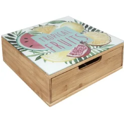 Tiroir toutes dosettes bambou motif fruits tropicaux
