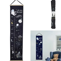 Toise tissu garçon My Little Héros blanc et noir 60 à 160cm