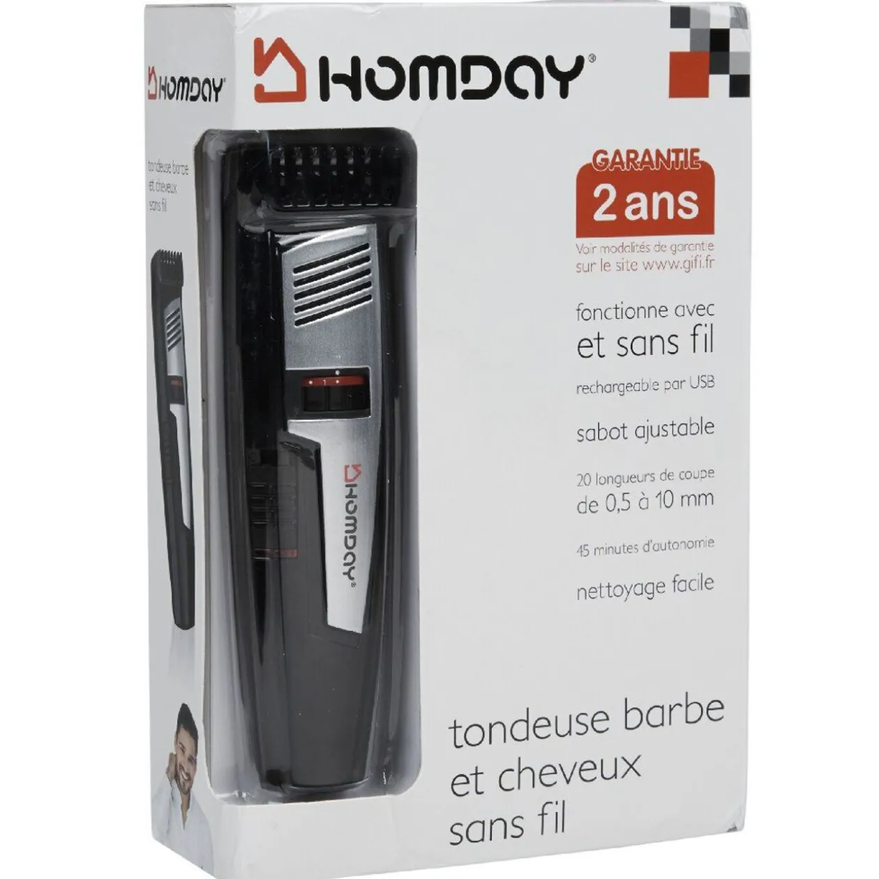Tondeuse barbe et cheveux sans fil Homday