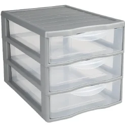 Tour 3 tiroirs A4 gris