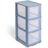 Tour de rangement à 3 tiroirs plastique bleu 27x37x63cm