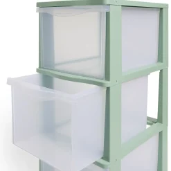 Tour de rangement à 5 tiroirs plastique transparent 27x37x103cm