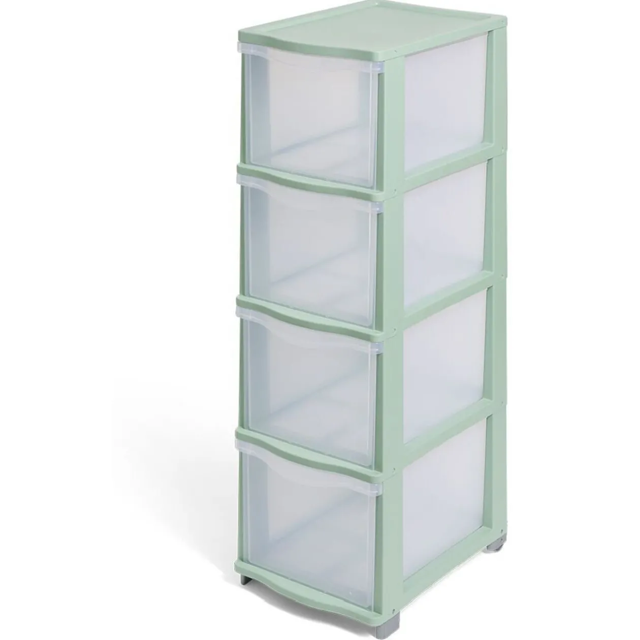 Tour de rangement à 4 tiroirs plastique vert 27x37x82,7cm