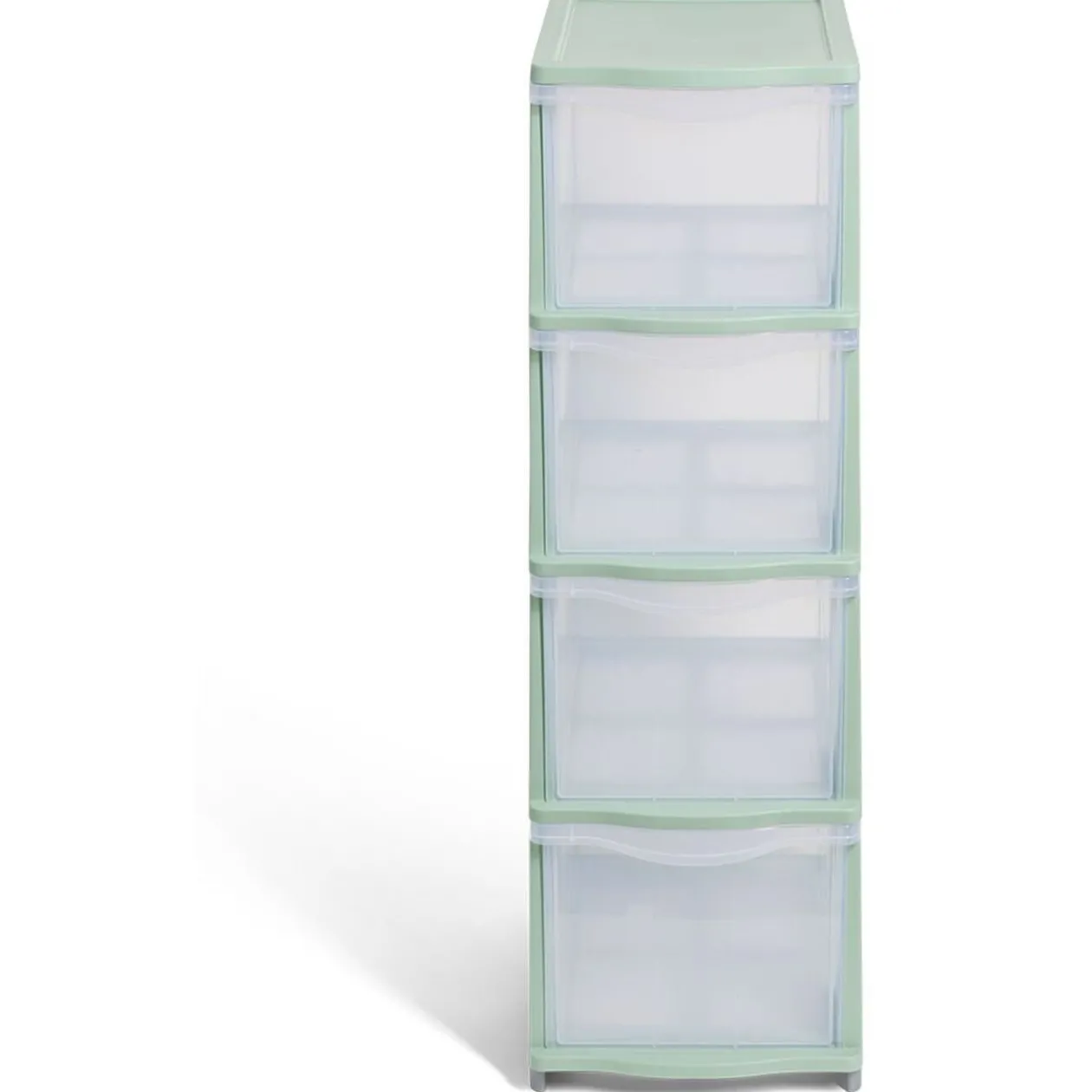 Tour de rangement à 4 tiroirs plastique vert 27x37x82,7cm