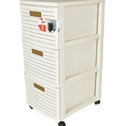 Tour de rangement 3 tiroirs blanc