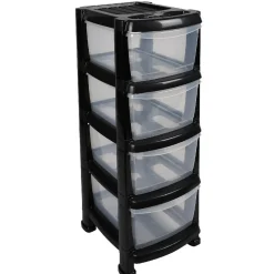 Tour de rangement 4 tiroirs A4 noir