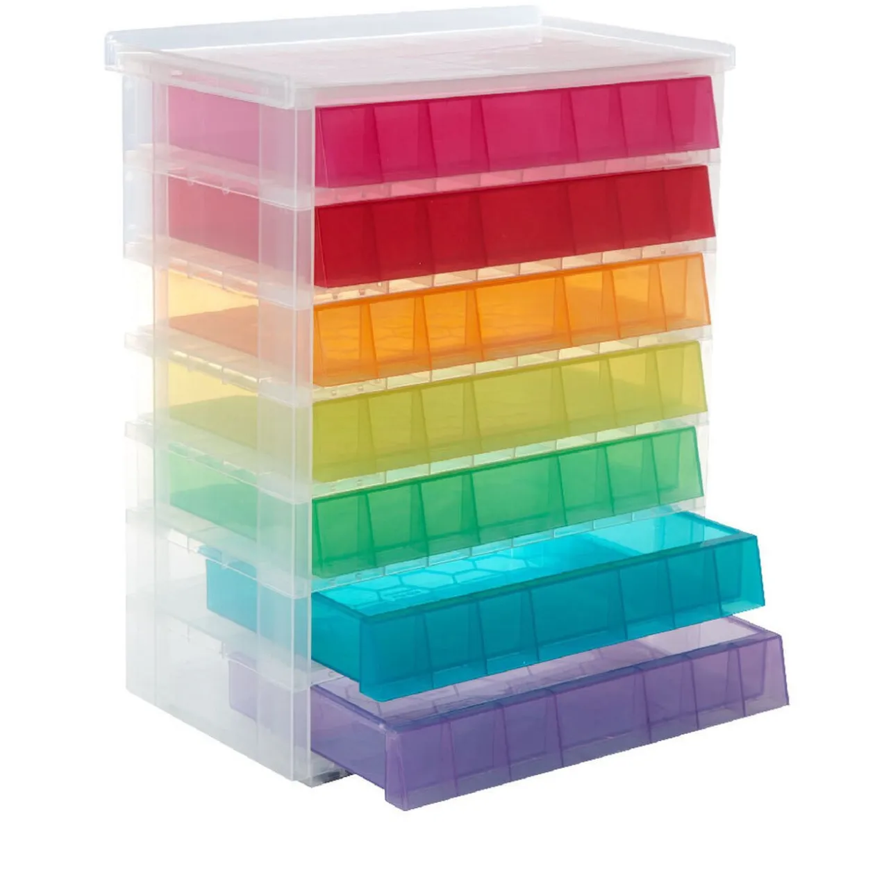 Tour de rangement 7 tiroirs multicolores