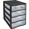 Tour de rangement 4 tiroirs A4 noir et transparent