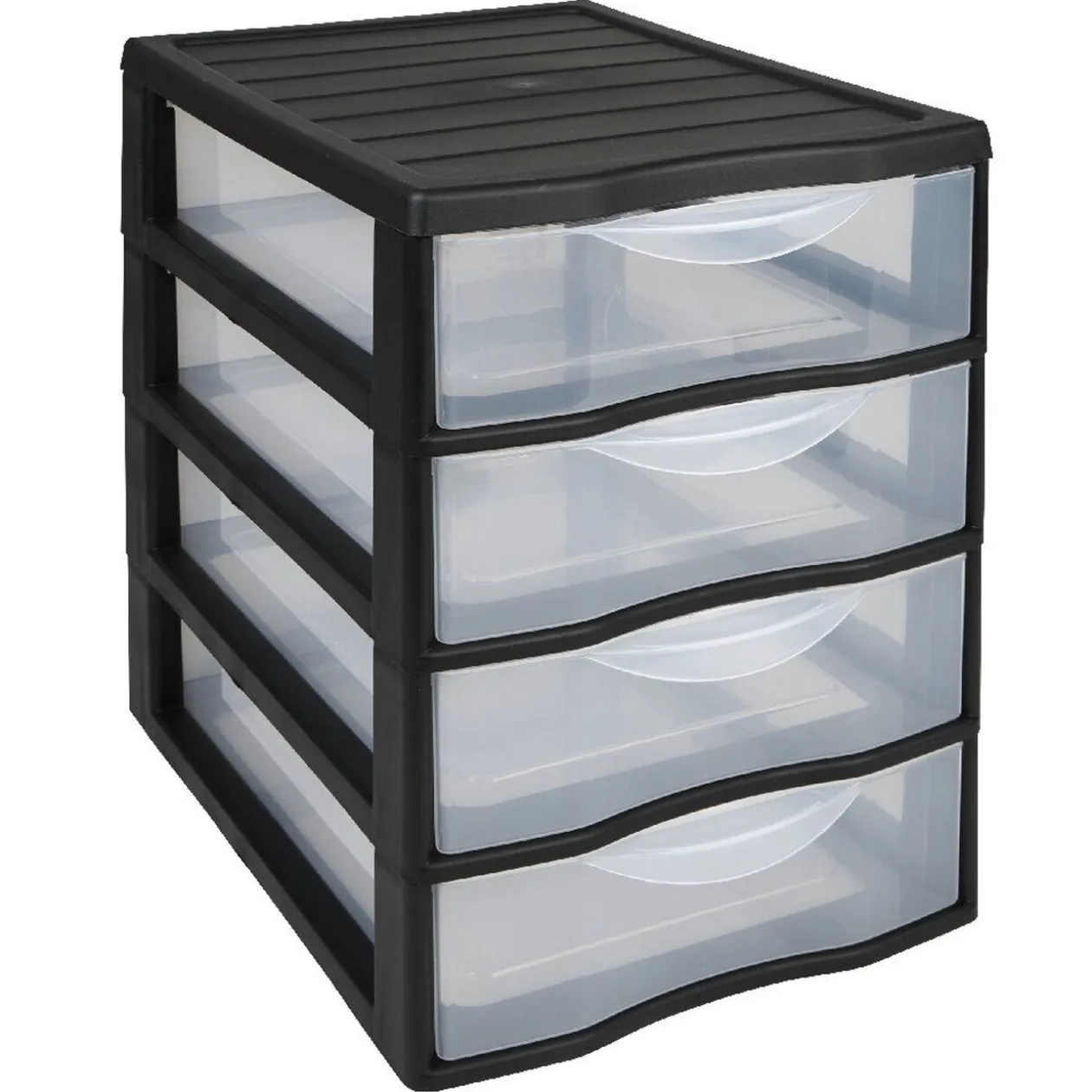 Tour de rangement 4 tiroirs A4 noir et transparent