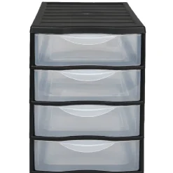 Tour de rangement 4 tiroirs A4 noir et transparent