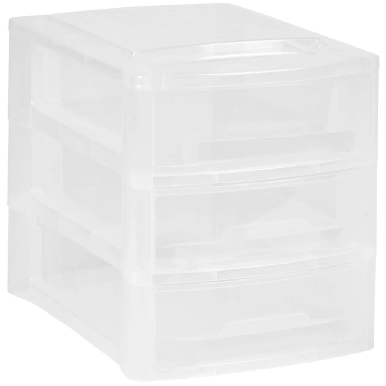 Tour de rangement 3 tiroirs blanc transparent