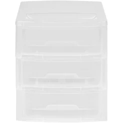 Tour de rangement 3 tiroirs blanc transparent