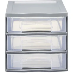Tour de rangement 3 tiroirs format A6 gris