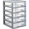 Tour de rangement 5 tiroirs format A6+ gris