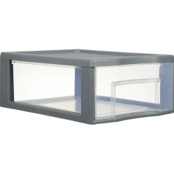 Tour de rangement 1 tiroir format A4 transparent et gris
