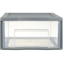 Tour de rangement 1 tiroir format A4 transparent et gris