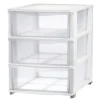 Tour de rangement 3 tiroirs plastique blanc 37x27xH63cm